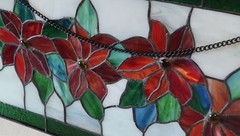 Antique Stained Glass Window Wall Hanging Suncatcher Leaded 18″ X 10″