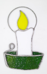 Stained Glass Candle & Holder SunCatcher 4 1/8″ X 6 1/2″