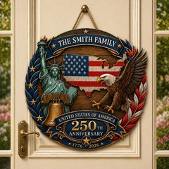 Patriotic American Wall Sign with Rope