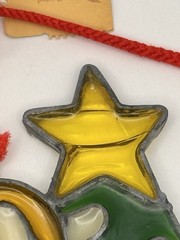 1983 Kurt Adler Stained Glass-Mickey Donald Duck Goofy Suncatcher Ornament 10”
