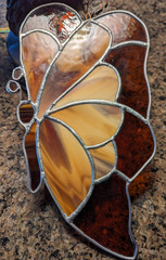 Large Handmade Butterfly Sun catcher Leaded Stained Glass Art Window Hanging