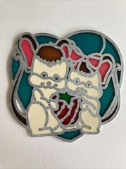Mice With Strawberry And Heart Stained Glass Suncatcher 1970s Sun Catcher