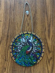 Diamond Art Painting Large Peacock Sun Catcher Acrylic – Finished/Sealed