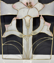 Vintage Capiz Shell Cross Lily Suncatcher Window Hanging Philippines