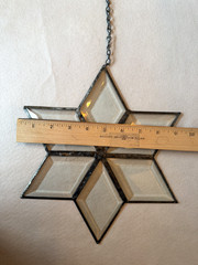 Handcrafted Beveled glass star suncatcher 6 pt star snowflake clear 10.5″