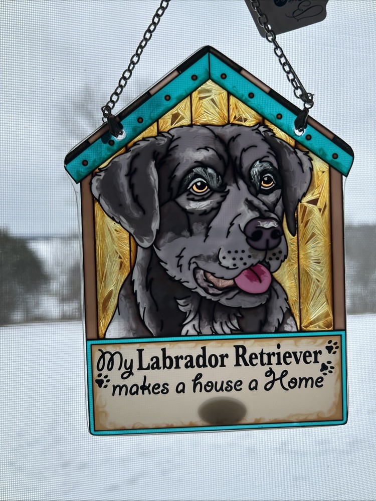 Labrador Retriever Black Doghouse Suncatcher Makes House Home Hanging Pet Decor