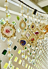 Chic Suncatcher * Dried Flowers * Stones * Crystals * White & Gold Frame * Roses