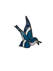 Vintage Stained Glass Bluebird Blue Jay Suncatcher 8×7