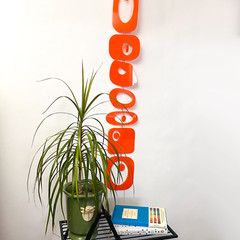 Bold Orange Beatnik Party Vertical Hanging Art Mobile Mid Century Modern MCM