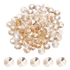 14mm Glass Octagon Beads, Sun Catcher Beads Bulk 150 Pcs & Golden Champagne