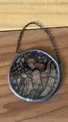 Vintage Angel Stained Glass Style Hanging Suncatcher 2.5” Round