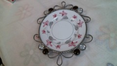 woodbine plate suncatcher w glass globs – home decor- wall display- hand crafted