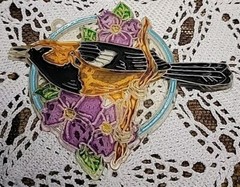 VIntage Sun Catcher Rainbow & Oriole Stained Glass Look Retro 80s
