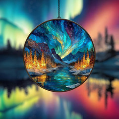 Aurora Borealis Glass Suncatcher Stunning Window Hanging Decor Gift
