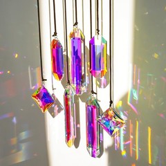 Set 7 Crystal Sun Catcher Prisms, AB Colored Suncatcher Crystals Indoor Windo…