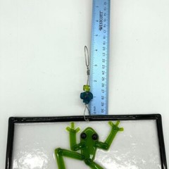 Handcrafted Frog Fused Glass Suncatcher Window Hanging Home Decor Green 6×8 in