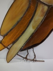 Handcrafted Stained Glass Owl Hook for Hanging. Tans Amber Brown Glass. 10 Inch