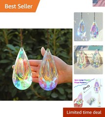 120Mm Crystal Suncatcher, 2 Pack Large Prism Sun Catchers Windows Hanging