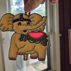 Suncatcher BABY ELEPHANT Ornament Stained Glass Acrylic Metal Set Of 2