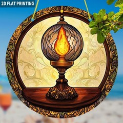 Golden Flame Classic Vintage Lamp Acrylic Suncatcher Living Room Window Decor