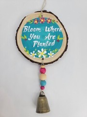 Handmade two-sided mobile,painted with acrylic on wood.Adorned with beads & Bell