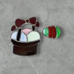 Stained Glass Sun Catcher Easter Egg Basket & Egg Vintage Homemade
