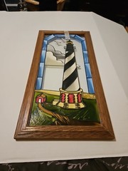 Cape Hatteras NC Lighthouse Hand Painted Glass, Suncatcher 23×11.25×0.75