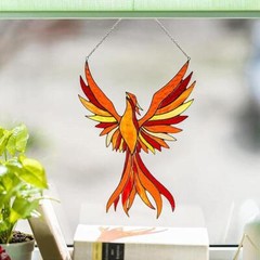 New Phoenix Suncatcher Stained Window Hanging Ornament Acrylic Window Panel MG H