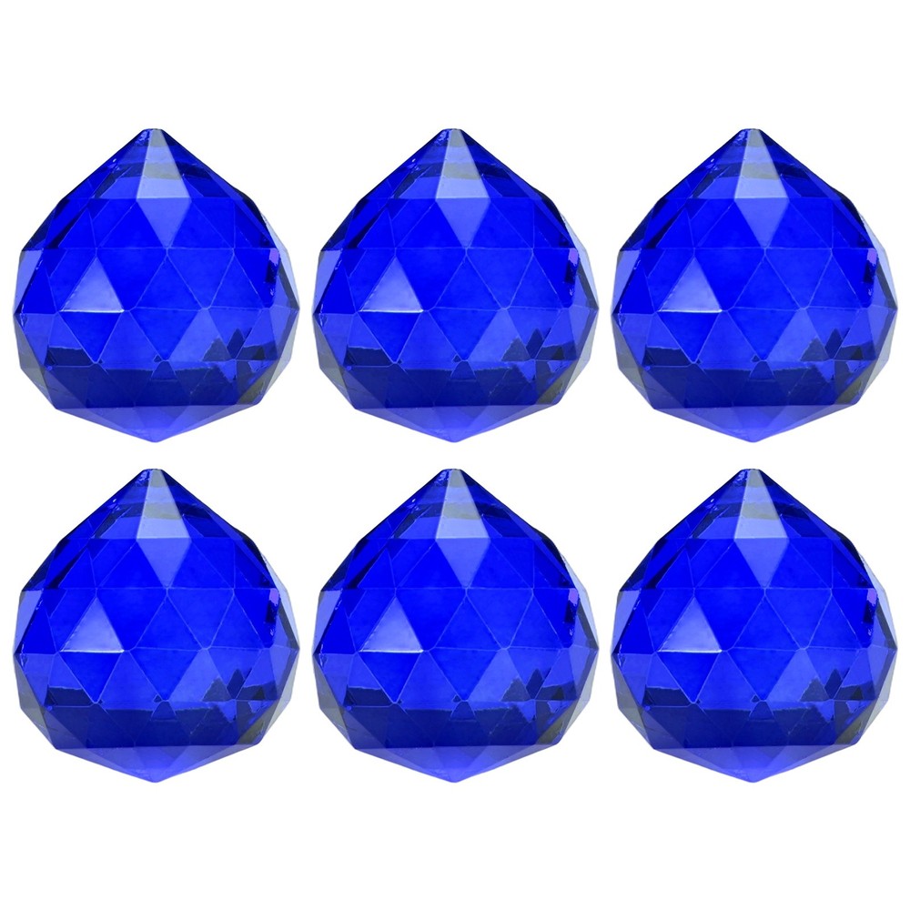 6-Pack Crystal Ball Prisms, 33.5mm/1.32 Inch Pendant Hanging [Blue]