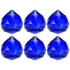 6-Pack Crystal Ball Prisms, 33.5mm/1.32 Inch Pendant Hanging [Blue]