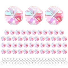 50PCS Crystal 2 Hole Octagon Prisms, 14mm/0.55″ Pendant Hanging [AB Color]