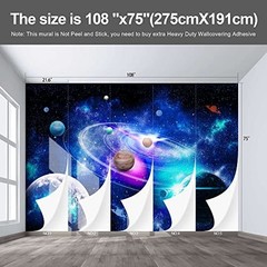 Galaxy Backdrop Mural – Solar System Starry Night Sky Ceiling Wallpaper 108″x75