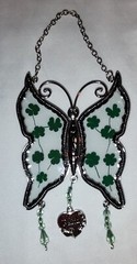 Butterfly-shaped Glass Art Sun Catcher Dried Pressed Flowers Faith Hanging