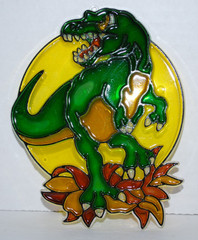 Suncatcher Dinosaur Tyrannosaurus Rex Green / Yellow Plastic Kids Room Decor