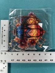 New Multicolor Acrylic Lantern Floral Hanging Suncatcher w/Chain 7″x6″