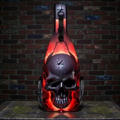 Gothic Skull Sling Bag 15 Inch Red Flame Crossbody Backpack Pockets