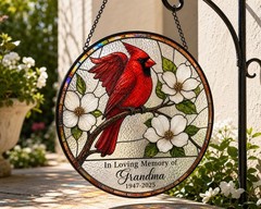Memorial Suncatcher Personalized Cardinal Stained Glass Window Decor