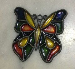 Vtg. Lot 5 Stained Glass Looking Duck Red bird Others Sun Catcher……….[S2-2]
