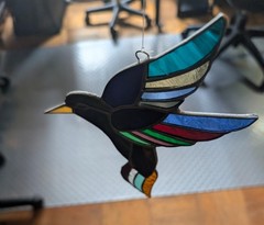 Multicolor Stained Glass Bird with hook