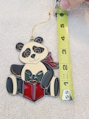 Vintage Stained Glass Style Melted Plastic Hand Made Sun Catcher Panda Bear