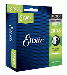 Set of 2 – Elixir 16552 Optiweb Coated Electric Guitar Strings Light 10-46 3-PAC