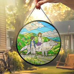 Princess Mononoke Window Hanging Stained Glass Suncatcher, Studio Ghibli Anime
