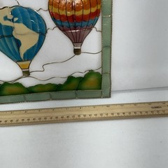 Painted Capiz Shell Hot Air Balloon Suncatcher Wall Hanging Vintage 19” X 10”