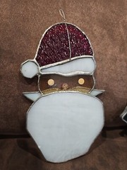Vintage Santa Face Stained Glass Christmas Candles Thick Hand Made 6-7″ high