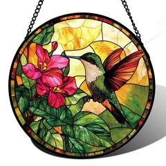 Stained Glass Hummingbird Suncatcher – Window Decoration for Bird Lovers