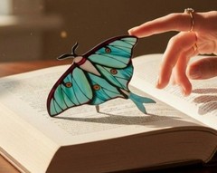 Luna Moth Acrylic Light Catcher 5.9″ Nature-Inspired Home Decor Green & Blue Sta