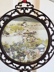 Vintage Hang Decorations Hand Painted Glass Sun Catcher Authentic Asian Design