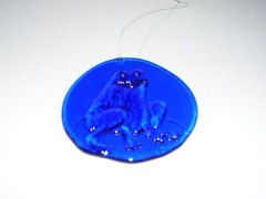Vintage Cobalt Blue Glass Frog Sun Catcher