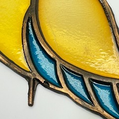 Vintage Owl Shape Sun Catcher Stained Glass Copper Frame Window Light Refractor