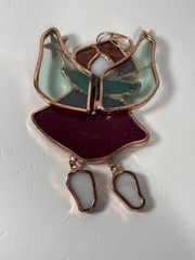 Set of 2 Stained Glass Moveable Angels 5 in.